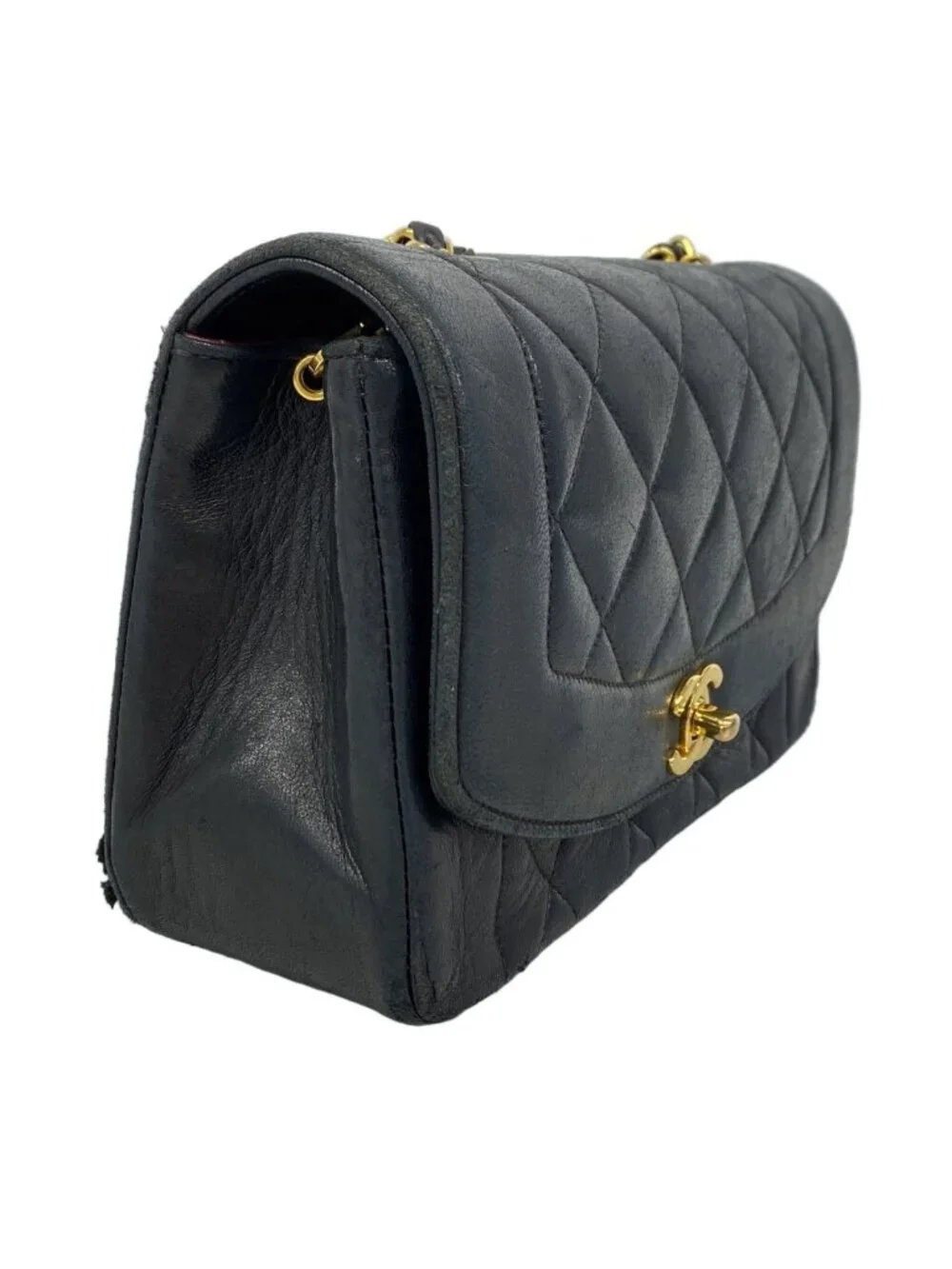 Chanel Shoulder Bag Diana Lambskin Black Gold